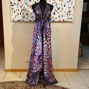 Ranees Bright Print Halter Cover-Up Dress, One Sz Fits Most, New w/Tags